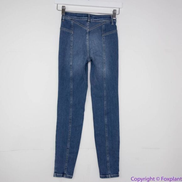 NEW Free People Riley Skinny Jeans Blue Daybreak‎ Back Seam High Rise, 24 - Picture 6 of 14